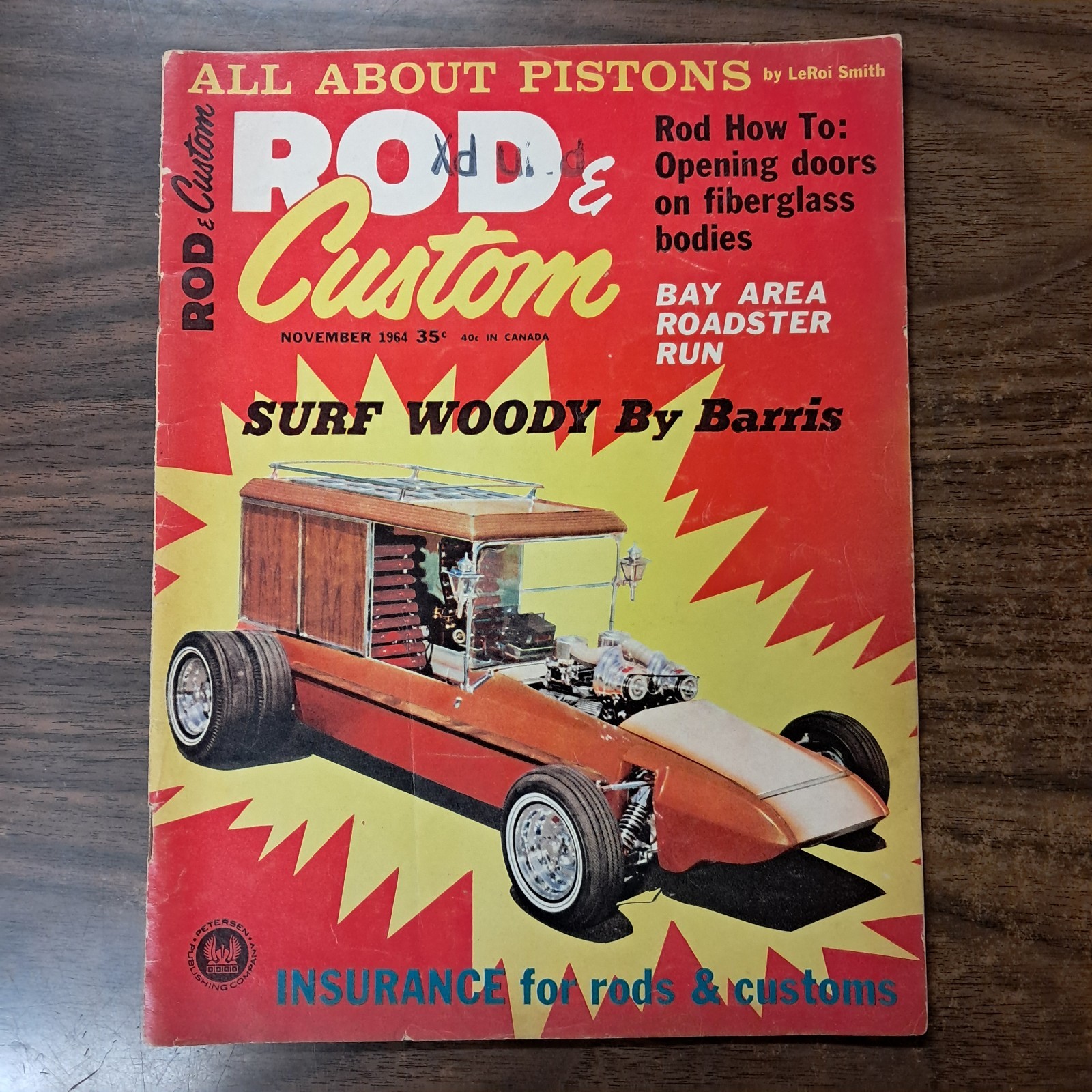 Nov. 1964 ROD & CUSTOM Surf Woody By Barris stamped Paid PX bought military base