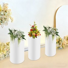 Metal Display Pedestal Stands 3 Pcs White 60x27/65x30/70x35cm Sturdy Cake Stand