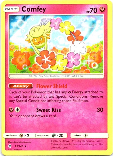 Comfey 93/145 Holo Rare Guardians Rising Pokemon Near Mint