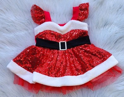 Santa Baby Christmas Baby Dress 0-3M