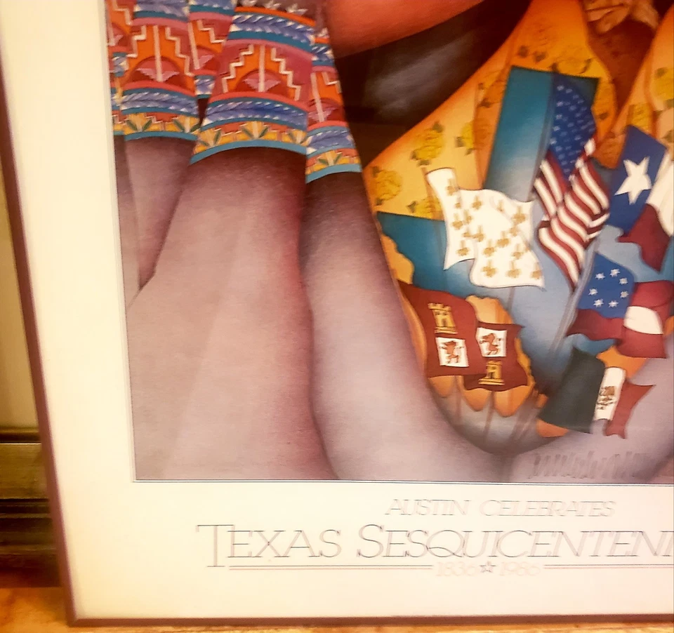 AUSTIN TEXAS SESQUICENTENNIAL SIGNED AMADO MAURILLO PENA POSTER FRAMED 23 X 32.5 - Image 2 of 4
