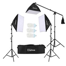 3 x Softbox Continuous Lighting Studio with 3 Adjustable Light Stands Carry Bag
