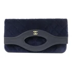 CHANEL CC GHW Chanel 31 Clutch Bag Quilted Velvet Navy