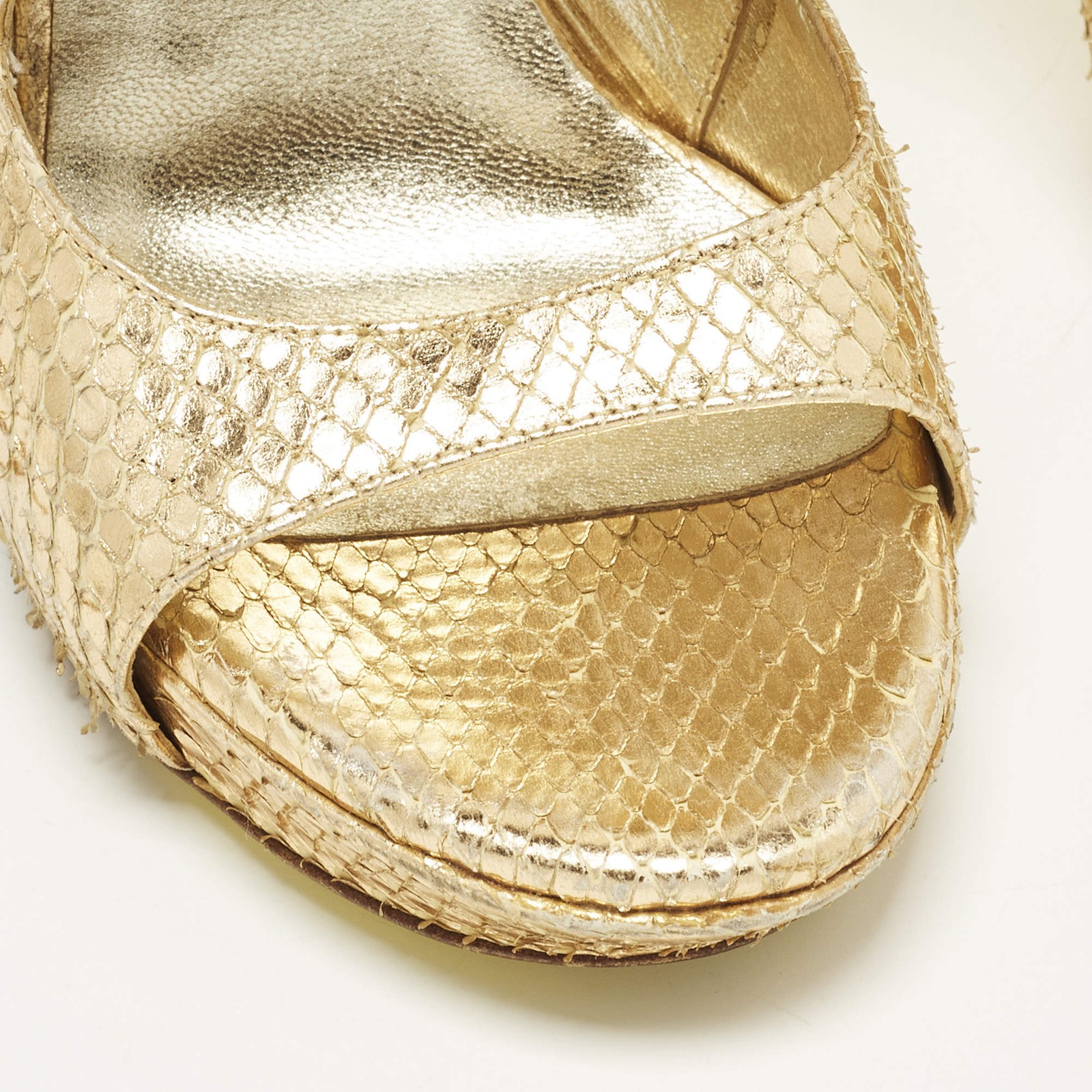 Versace Greca Size 36 Gold Python Embossed Leathe… - image 7