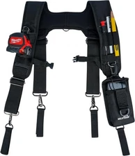 MELOTOUGH Tool Belt Suspenders Construction Bag Full Size, Black 