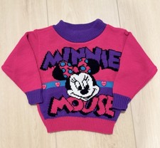 Vintage 90s Disney Minnie Mouse Color-block Sweater 2T Mickey  Friends USA Made