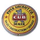 Vintage Piper Cub Aircraft Sign - Aviation Hangar Gas Airplane Porcelain Sign