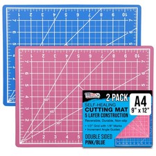 9" x 12" PINK/BLUE Self Healing 5-Ply Double Sided PVC Cutting Mat - 2 Pack