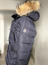 Moncler Daunenjacke Damen Größe 4 Dunkelblau mit Fellkaputze Gebraucht Top