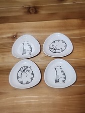 Creative Coop Set Of 4 Cat Design Dip Dishes  1cnt13