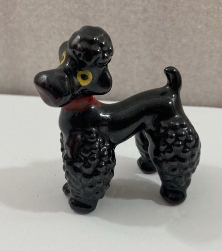 Vintage Black Poodle Dog Figurine 2.75" ceramic - Picture 2 of 6