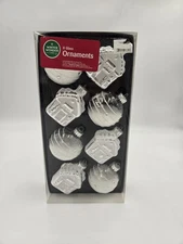  Winter Wonder Lane Glass houses and Round Popcorn Spheres Ornaments 3"