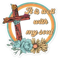 Is Well With My Soul Cross - Vinyl Decal Sticker - Car Window Laptop - ebn8778