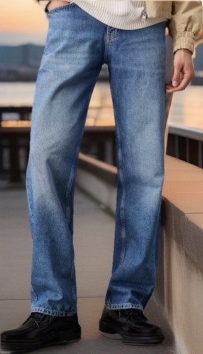 Calvin Klein Blue 90’s Style Straight Jeans-Comfy-Casual-Comfy-Size W32 L34 - Picture 15 of 18