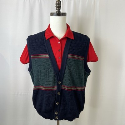 Vintage Jantzen Sweater Vest Men's Med Neck Sleeveless 5 Button Front USA Made
