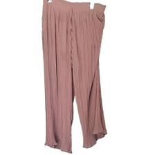 Nasty Gal Pink Pleated Wide-Leg Pants Women's Solid Drawstring Elastic Waist