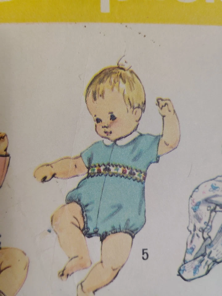 Simplicity 8761 Layette Transfer Sewing Pattern Infants NB Sleeper Dress Bib VTG - Image 4 of 4