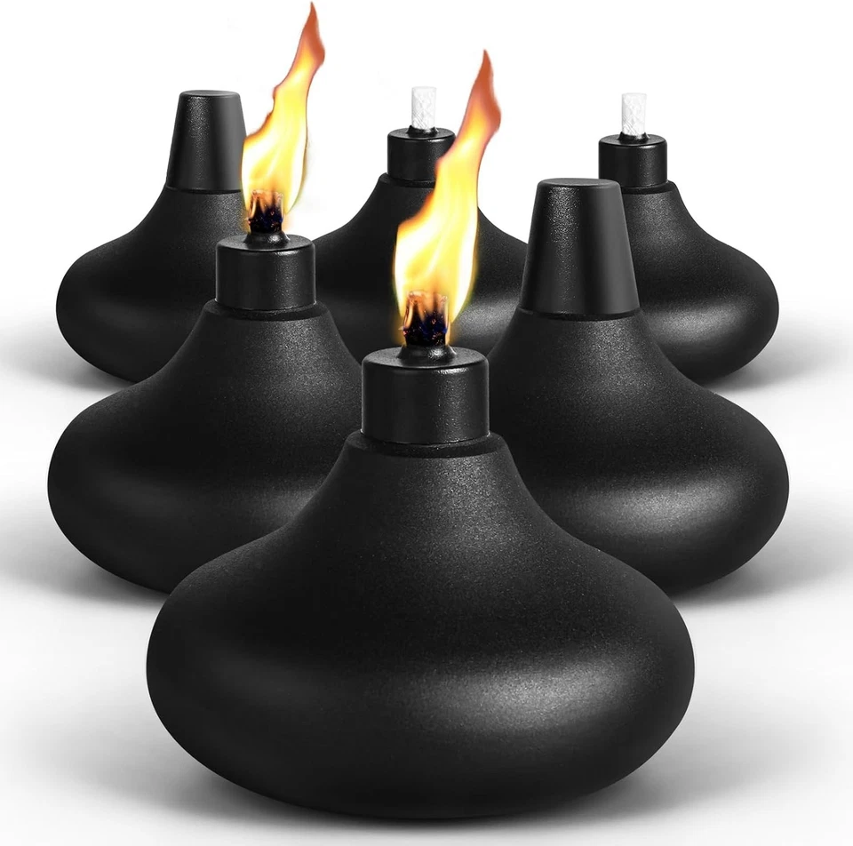 Outdoor Citronella Torches - 6 Pack Metal Table Torches - Image 3 of 4
