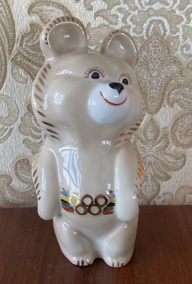 Olympischer Bär Mischa Moskau 1980 UdSSR russische Porzellan Figur Vintage 11...