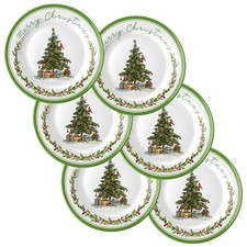 LOYIM 6 Pcs 8" Melamine Christmas Dinner Plates 8 inches, Tree