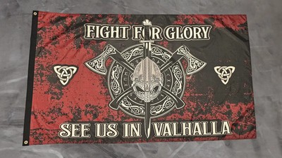 Fahne Flagge Fight for Glory - See us in Valhalla - Wikinger - 90 x 150 cm