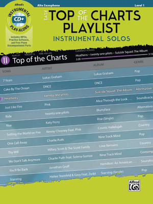 EASY TOP OF THE CHARTS PLAYLIST INSTRUMENTAL SOLOS-ALTO SAX MUSIC BOOK/CD-NEW!!