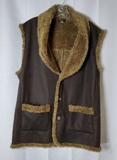 VINTAGE MARC BAXIS MENS BROWN FAUX SUEDE VEST SOFT LINING SIZE LARGE