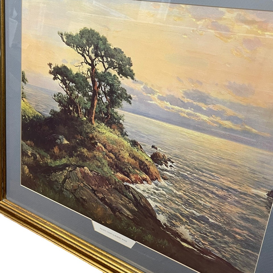 Vintage MCM Robert Wood “Pacific Coast” Custom Gold Framed Art Print