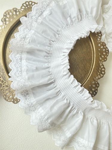 14cm Wide Ruffle Lace Trim Pleated Elastic Ribbon DIY Sewing Material By Meter - Picture 4 of 13