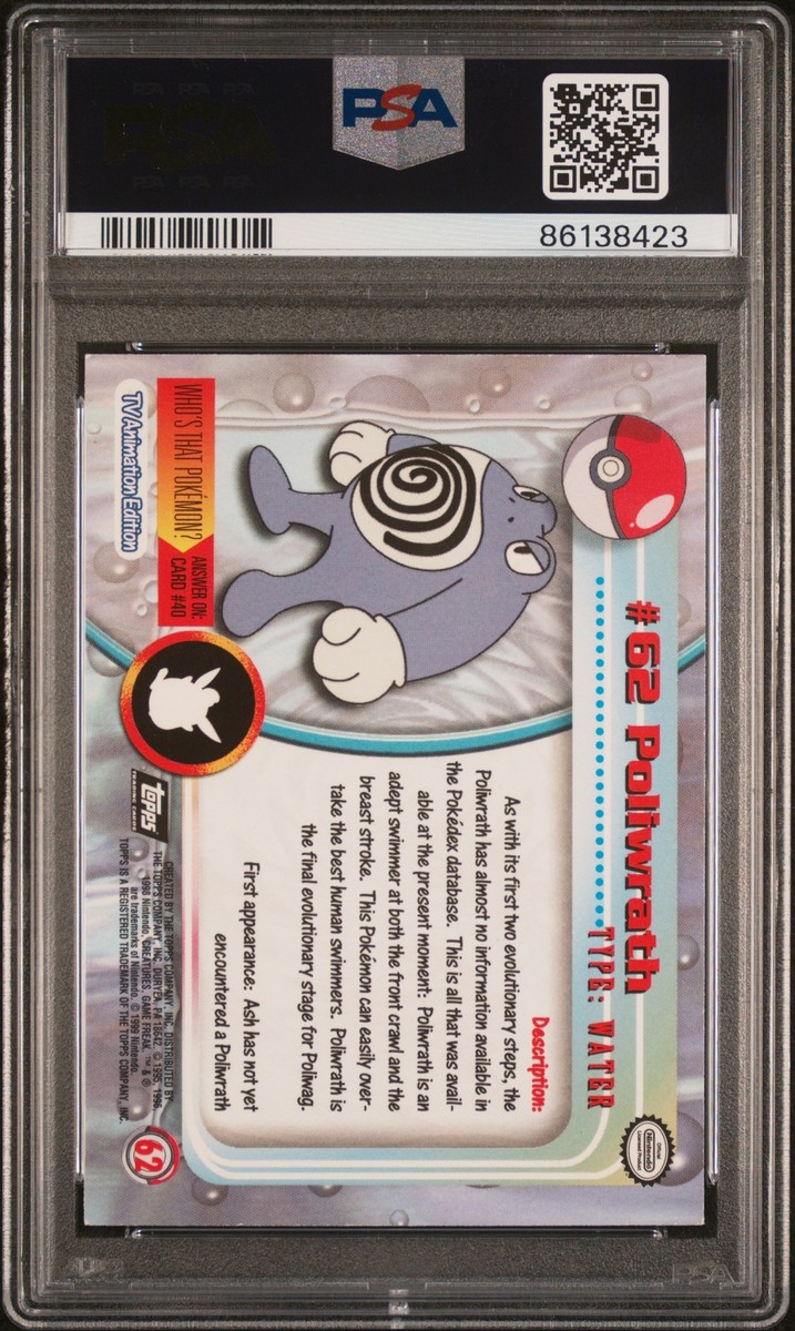 PSA 8 Poliwrath Foil #62 1999 Topps Pokemon Tv 86138423 | eBay