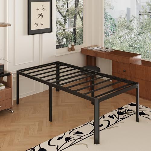 High Bed Frames with Rounded Corner Legs, Heavy Duty Metal Size Twin 22 Inch - Bild 1 von 7