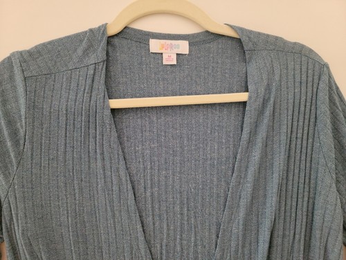 LuLaRoe Sarah Pullover Damen mittelblau Cardigan vorne offen Rippstrick neu mit Etikett - Bild 3 von 5