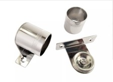 2 Silver Curtain Rod Recess Brackets – 25mm Pole Support Sockets – End Fix