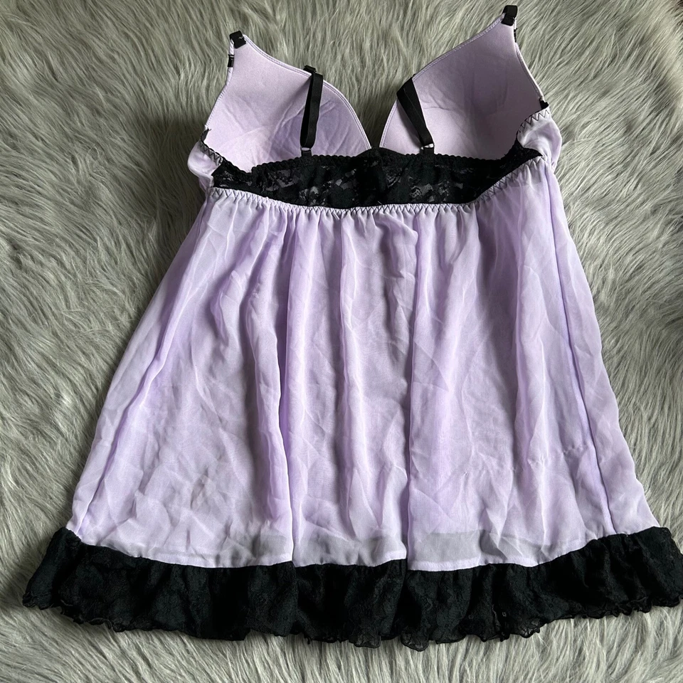 Apt.9 Lencería Sin Mangas Mujer Talla Grande Púrpura Floral Encaje Pijama Camisón Transparente Foto 4 de 4