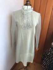 zara ruffle chiffon knit pale green contrast dress m bnwt