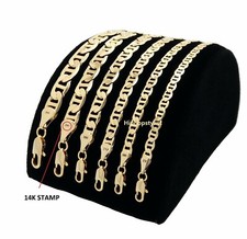 Mens Mariner link Chain Necklace Bracelet 14k Gold Finish 3mm to 9mm wide