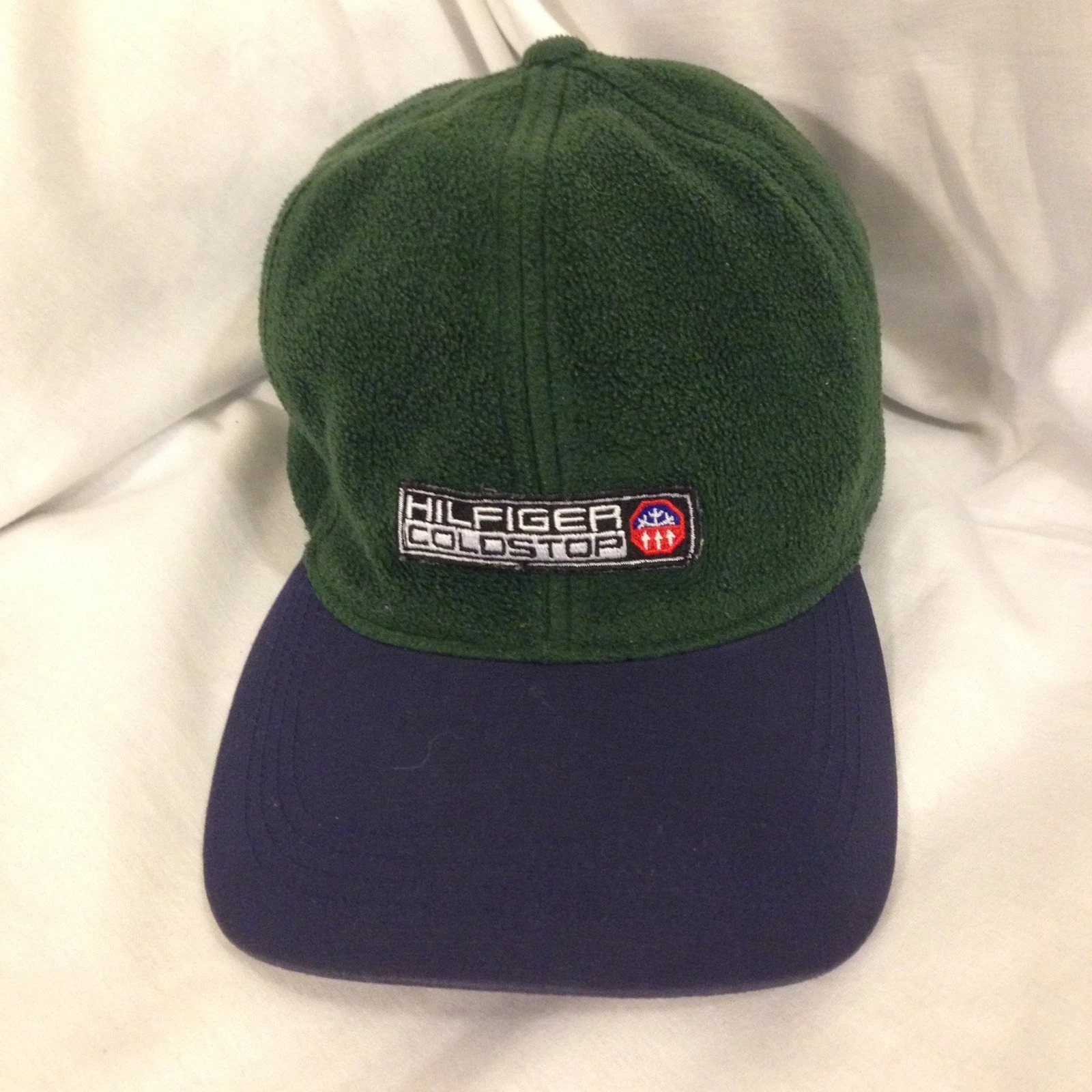 Vintage Tommy Hilfiger Coldstop Green Fleece Blue Brim Strapback Hat Cap