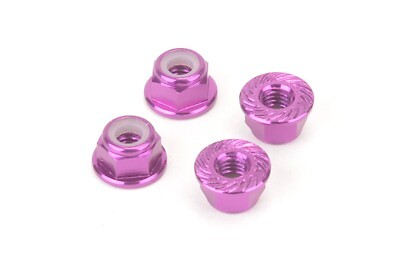 Monkey King M4 Alloy Serrated Nyloc Nuts - Purple - 4 Stück