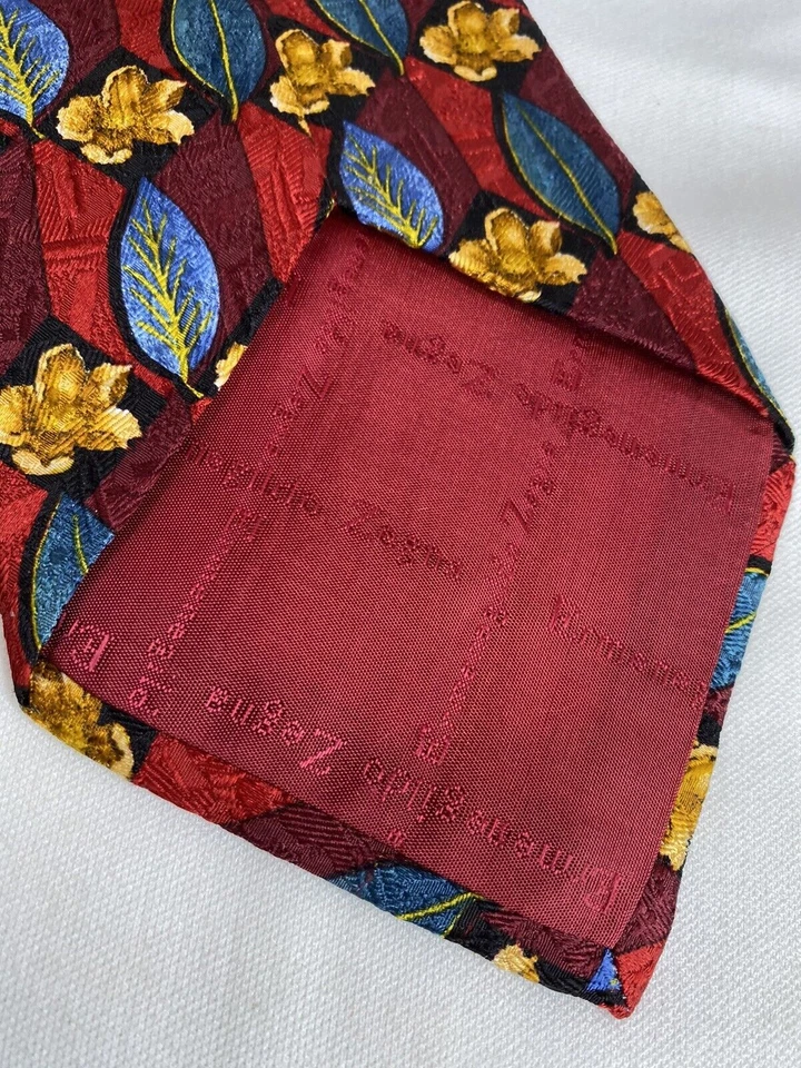 Corbata Ermenegildo Zegna Para Hombre 100% Seda Hecha a Mano Diseño Floral Exclusivo Foto 3 de 4