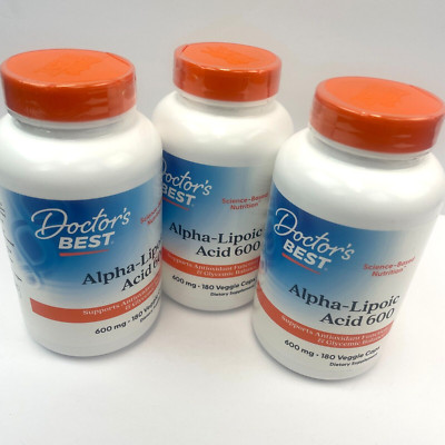 Lot 3 Doctors Best Alpha Lipoic Acid 600 mg (3x180 = 540 Veggie Capsules) 07/26