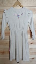 Health-Tex Girl's Belted Ruffle Long Sleeve Dress Ivory 1970's Size 14 Vintage