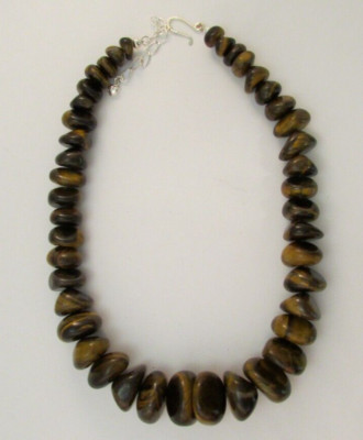 Jay King DTR 925 Sterling Silver Tiger's Eye Graduated Bead 17'' Necklace CHUNKY
