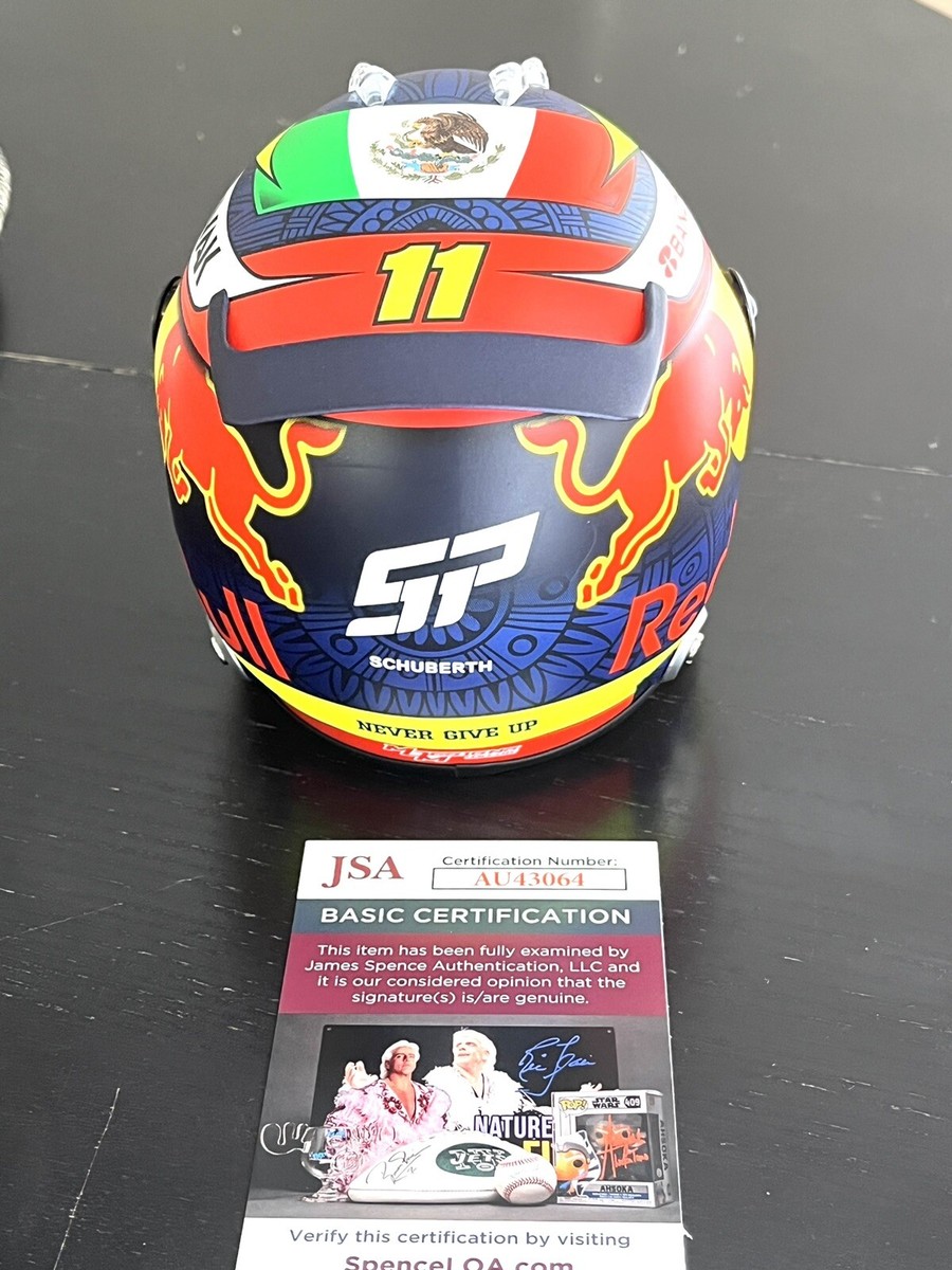 Sergio Checo Perez Hand Signed 1:2 Mini Helmet Redbull Racing F1