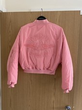 Pepe Jeans X Dua Lipa Oversized Women's Pink Bomber Jacket Size Xs Chest 38"