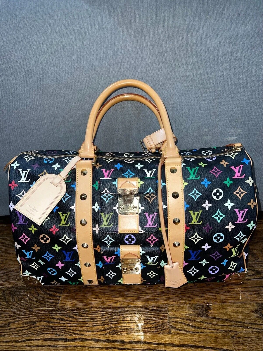 Takashi Murakami x Louis Vuitton Black Monogram Multicolore Keepall 45