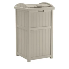 Outdoor Trash Garbage Can 33 Gal. Garden Hideaway Yard Bin Patio Resin Container
