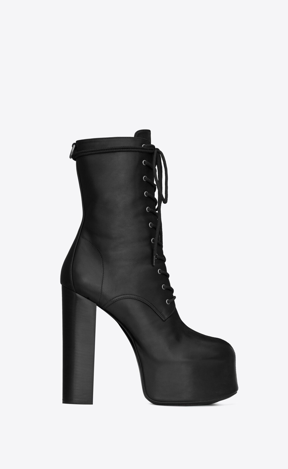 Saint Laurent Stivaletto plateau stringato ciliegia in pelle liscia taglia 39