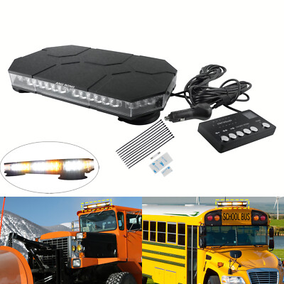 42W Auto LED 29 Blinkmodi Warnleuchte Warnblitzlicht Strobe Licht weiß+Gelb 12V