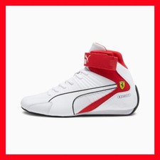 PUMA Scuderia Ferrari Kart Cat Mid Driving Shoes White Red 307512 04 Men Size 14
