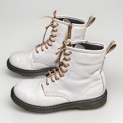 Doc Martens Boots Womens 7 Leather White Round Toe Dr Marten Shoes Mens 6 Rare